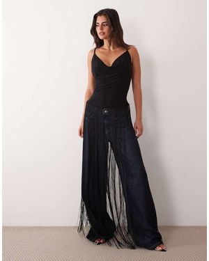 ASOS Top Lungo Frangiato - Bianco