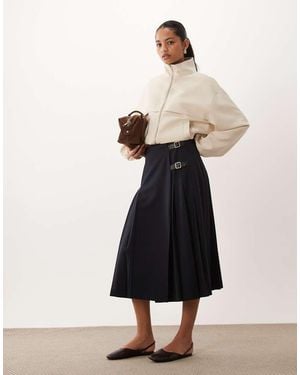 Barbour Delilah Pleated Buckle Midi Skirt - White