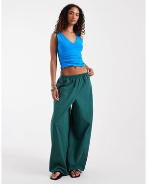 ASOS Asos Design Tall Cotton Nylon Blend Pull On Balloon Pants - Blue