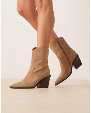 ASOS Remedy Heeled Western Boots - Natural