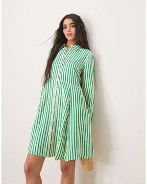Y.A.S Flippy Hem Mini Shirt Dress - Green