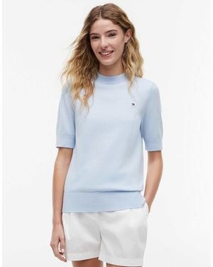 Tommy Hilfiger Pull à manches courtes en jersey - Bleu