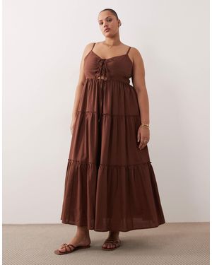 Esmee Curve Tiered Maxi Beach Dress - Brown
