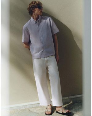 Pull&Bear Gestreiftes kurzärmeliges hemd - Grau