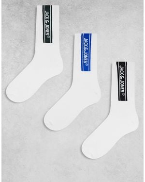 Jack & Jones 3 Pack Sports Socks With Logo - White