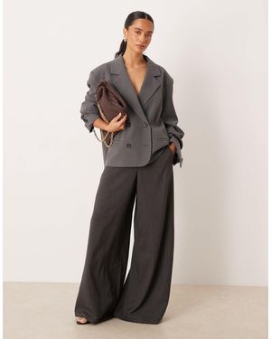 JDY Petite Pull On Wide Leg Trousers - Grey
