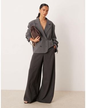 JDY Petite Pull On Wide Leg Pants - Gray
