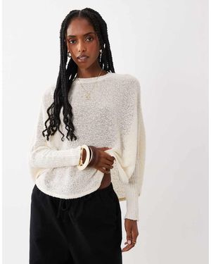 ASOS Gebreide Trui Van Slubstof Met Vleermuismouwen - Wit