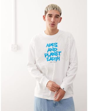 Aape By A Bathing Ape Aape by a bathing ape - t-shirt manches longues avec imprimés placés - Blanc