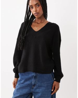 Threadbare V-Neck Jumper - Black