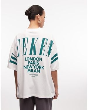 ASOS Weekend Collective Icon Oversized T-Shirt With Stacked Back Logo - Blue