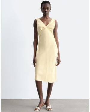 & Other Stories Bias Cut Satin Midi Dress - Natural