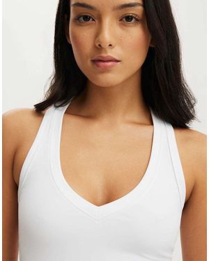 Cotton On Ultra Soft Plunge Front Racer Tank - White