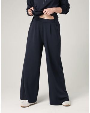 French Connection Luxe Wide Leg Draped Trouser - Blue