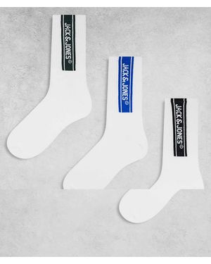 Jack & Jones Pack De 3 Pares De Calcetines Deportivos Blancos Con Logo De