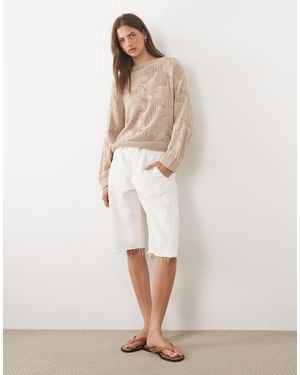 ASOS – strickpullover aus floraler spitze - Natur
