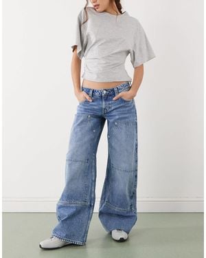 Monki Encino Workwear Jeans - Blue