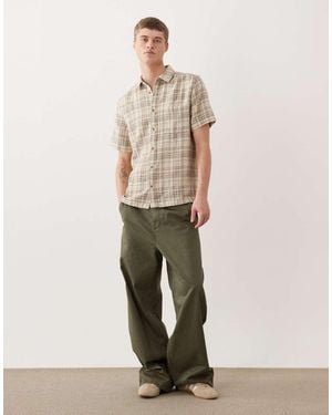ASOS Regular Fit Textured Check Shirt - Natural