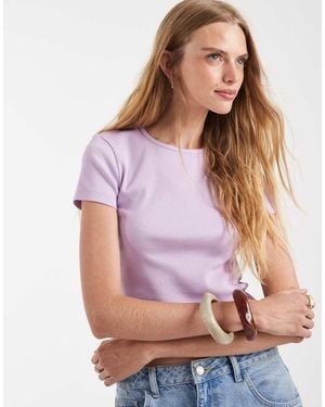 Vero Moda Ribbed Round Neck T-shirt - Purple