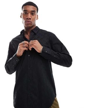 ARMANI EXCHANGE Logo Printed Satin Shirt - Black