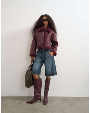 TOPSHOP Cropped Jack Van Schapenvacht - Rood