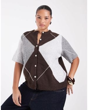 Pieces Plus Pieces Curve Short Sleeve Knitted Cardigan - White
