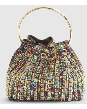 River Island Gem Embellished Bucket Clutch Bag - White