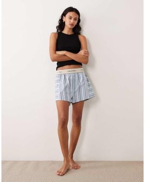 Calvin Klein Heritage Cotton Logo Waistband Shorts - Blue