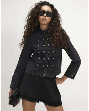 River Island Denim Drummer Jacket - Black