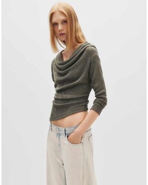 Pull&Bear Top en crêpe à encolure bateau - kaki - Vert