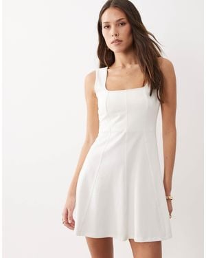 ASOS Square Neck Seam Detail Mini Dress - White