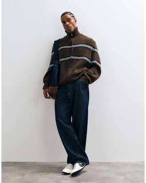 ASOS Jersey Oversize Con Cuello Alzado En Con Raya Azul