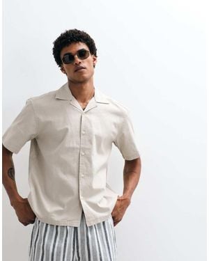Only & Sons Linen Look Revere Collar Shirt Co-ord - Natural