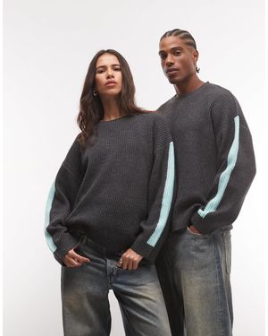 Collusion Unisex-oversize-pullover mit gestreiften ärmeln - Grau