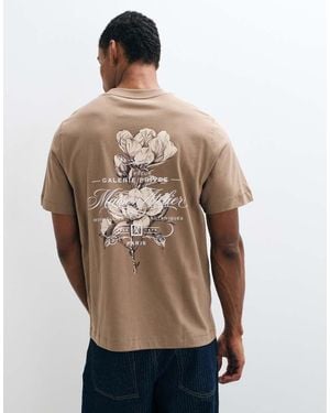 River Island Regular Fit Cotton Floral T-Shirt - Natural
