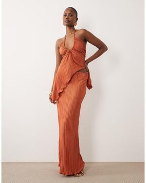 ASOS Co-Ord Plisse Maxi Skirt - Orange