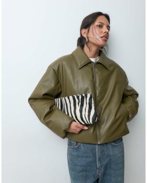 JJXX Faux Leather Bomber Jacket - Green