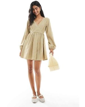 Daisy Street V-neck Mini Dress - Natural