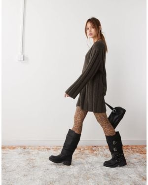 Weekday Fiona Chunky Rib Knited Mini Dress - Natural
