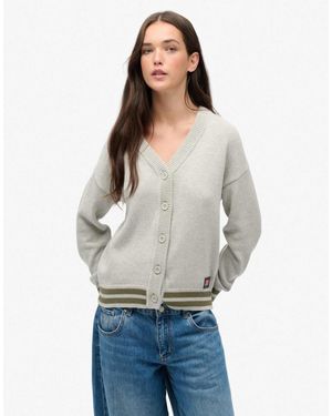 Superdry – locker geschnittene strickjacke - Grau