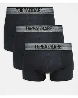 Threadbare 3 Pack Hipster Boxers With Logo Waistband - Black