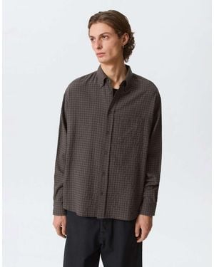 Weekday Long Sleeve Seersucker Loose Shirt - Grey