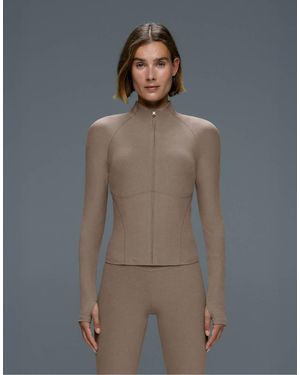 Oysho Marl Seam Technical Jacket - Brown