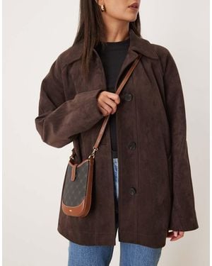 Mango Monogram Print Cross Body Bag - Brown