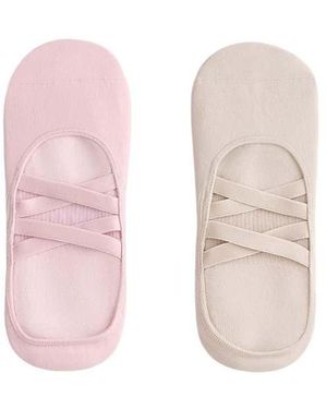 Oysho 2 Pairs Of Polyamide Blend Invisible Yoga And Pilates Socks With Double Straps - Pink