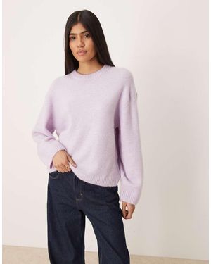 Gina Tricot Alpaca Crew Neck Knitted Wool Alpaca Jumper - Purple