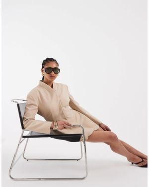 ASOS Wrap Neck Blazer Dress - Natural