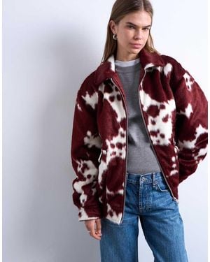 TOPSHOP Bomberjack Van Imitatiebont Met Koeienprint - Rood
