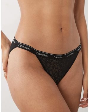 Calvin Klein Icon spitzen-bikinihose mit seitlichen bändern - Braun