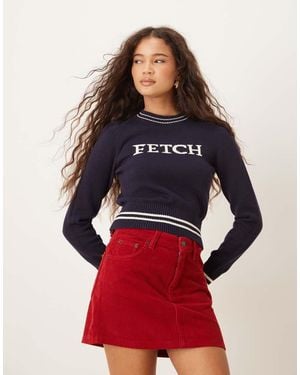 House Of Sunny Fetch Crew Neck Cropped Jumper - Red